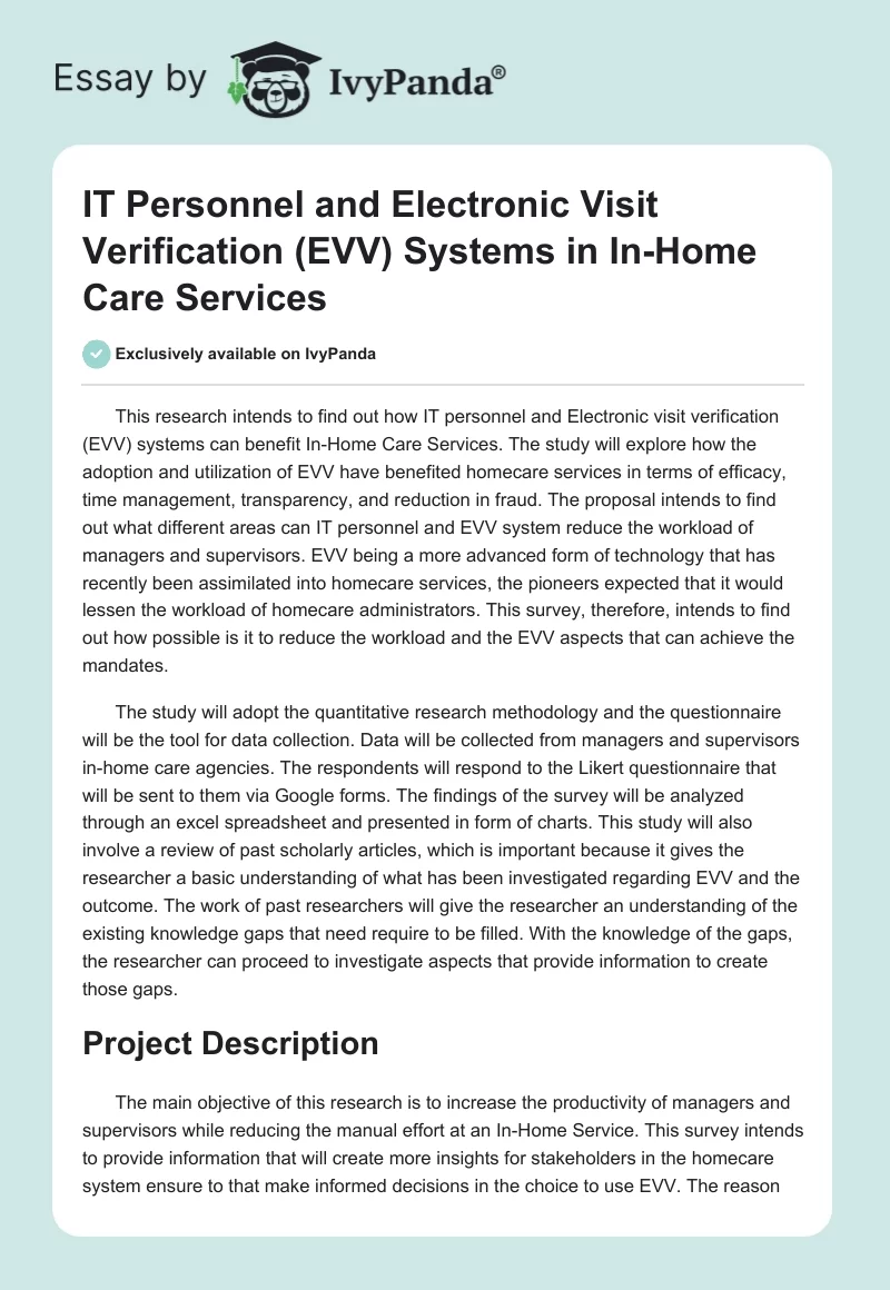 IT Personnel and Electronic Visit Verification (EVV) Systems in In-Home Care Services. Page 1