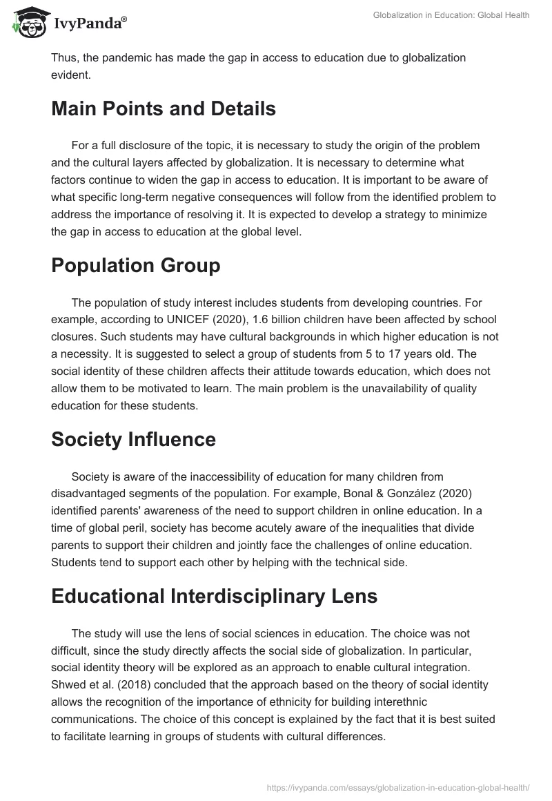Globalization in Education: The Gap in the Accessibility. Page 2