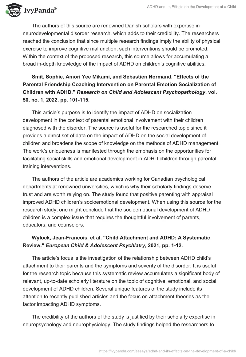 ADHD and Its Effects on the Development of a Child. Page 2