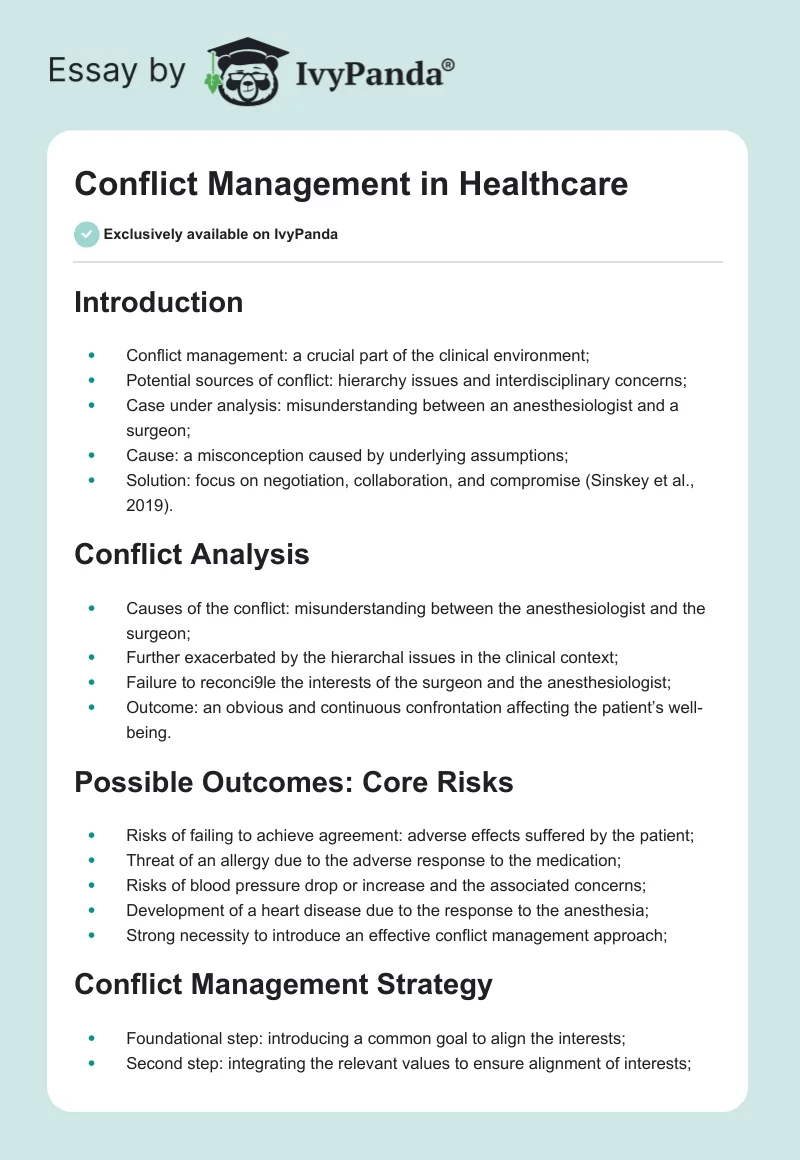 Conflict Management in Healthcare. Page 1