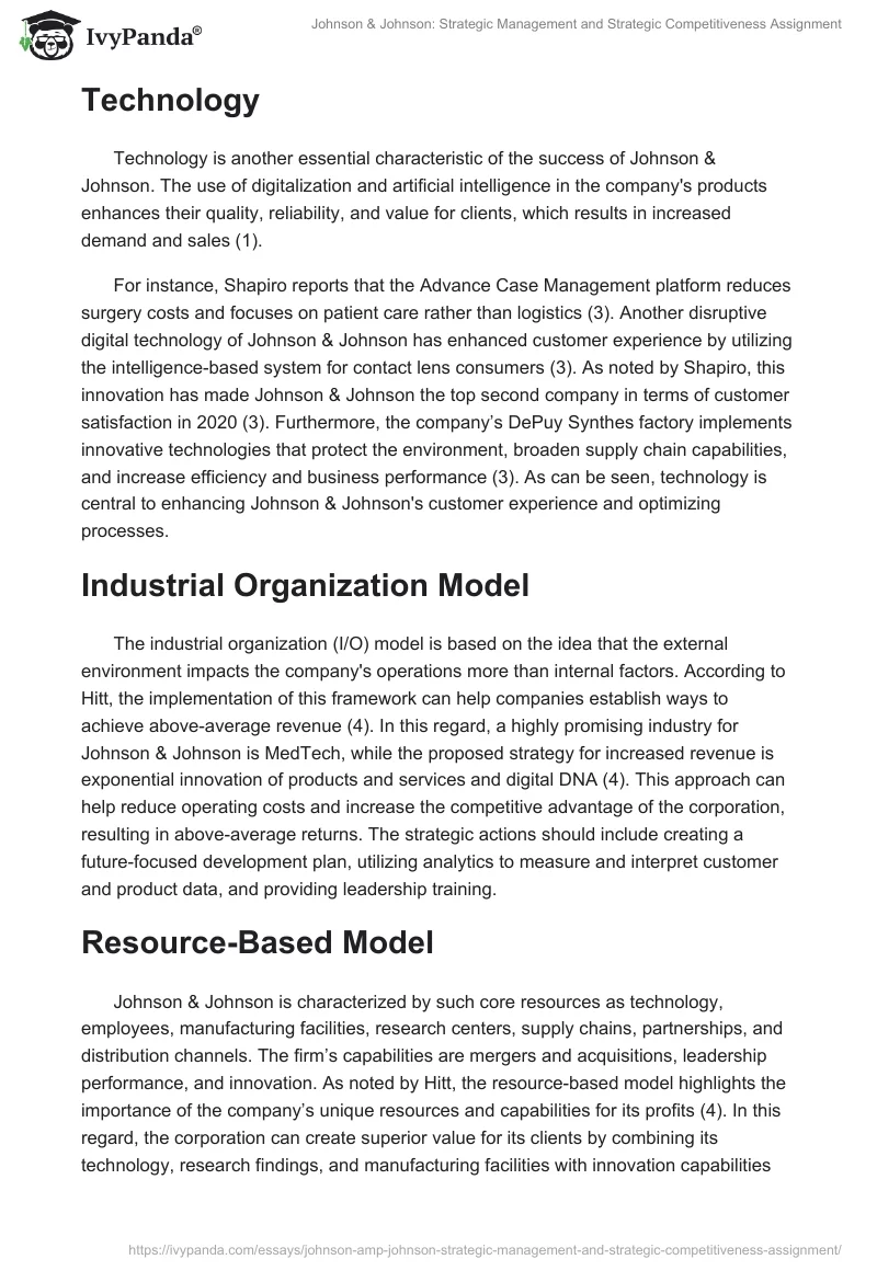 Johnson & Johnson: Strategic Management and Strategic Competitiveness Assignment. Page 2