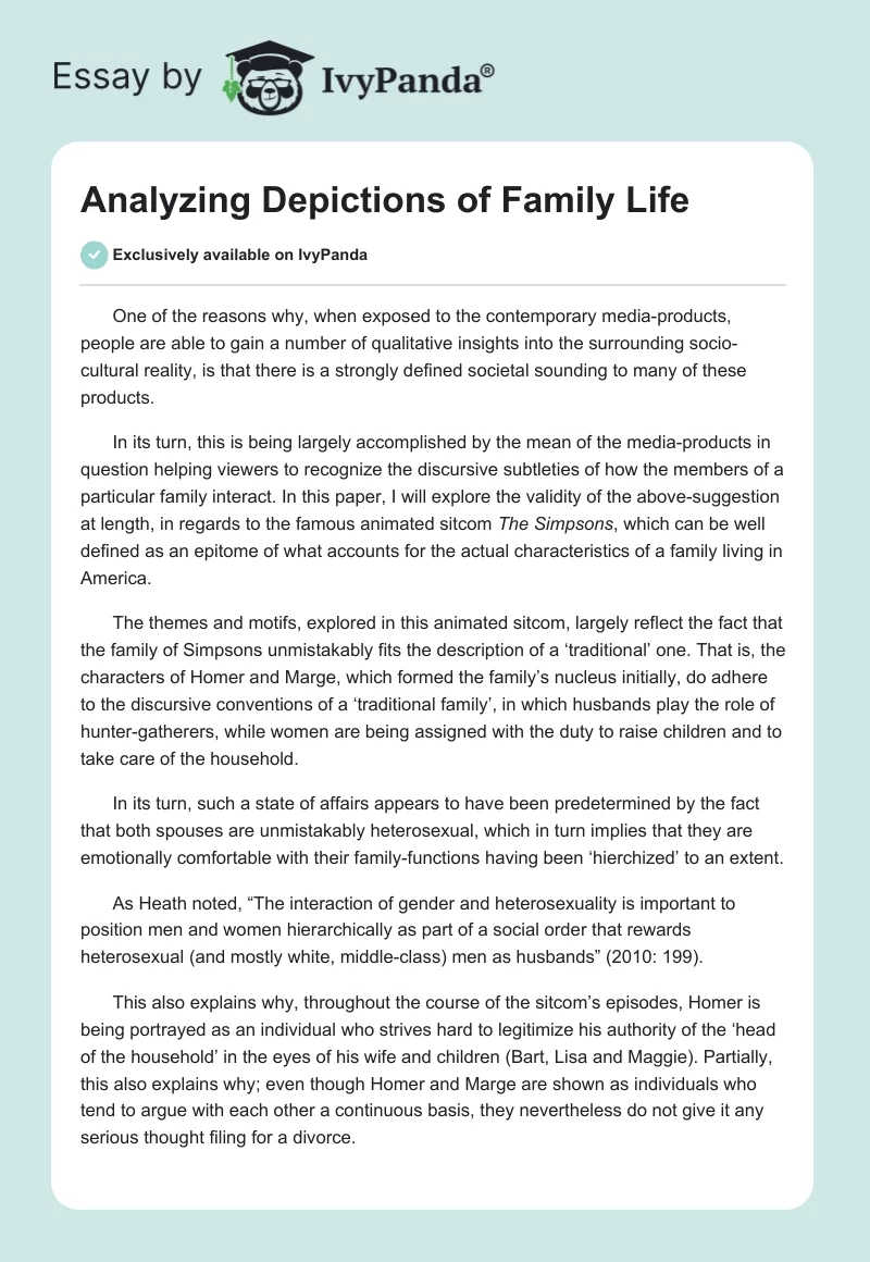 Analyzing Depictions of Family Life. Page 1