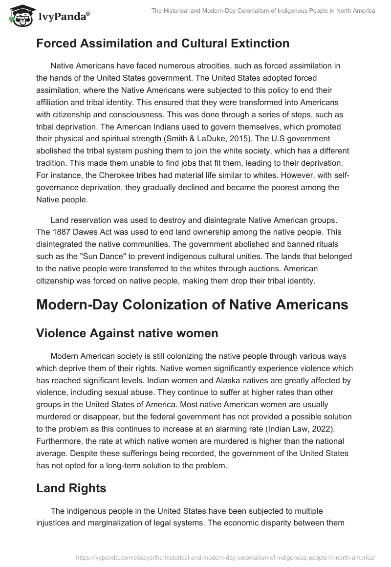 The Historical and Modern-Day Colonialism of Indigenous People in North America. Page 3