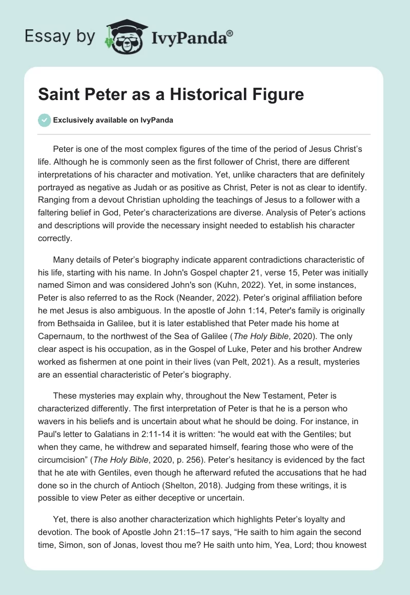 Saint Peter as a Historical Figure. Page 1