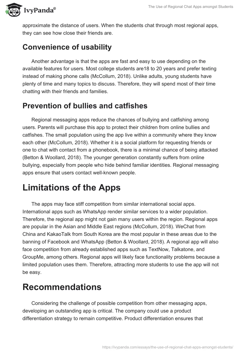 The Use of Regional Chat Apps amongst Students. Page 3