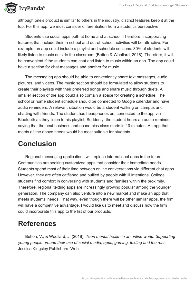 The Use of Regional Chat Apps amongst Students. Page 4