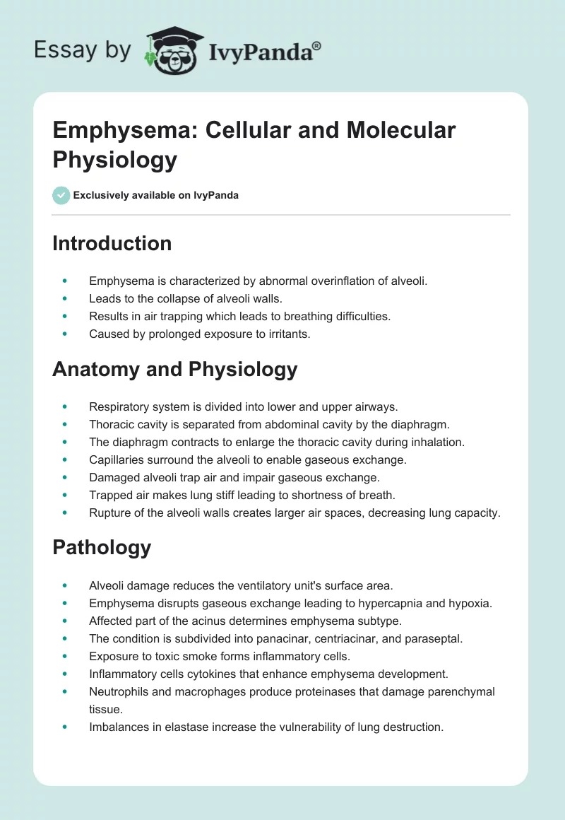 Emphysema: Cellular and Molecular Physiology. Page 1