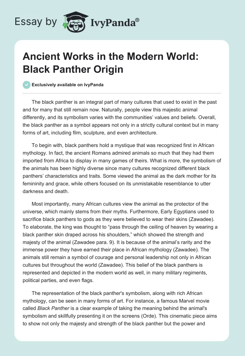 Ancient Works in the Modern World: Black Panther Origin. Page 1