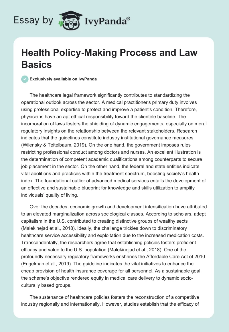 Health Policy-Making Process and Law Basics. Page 1