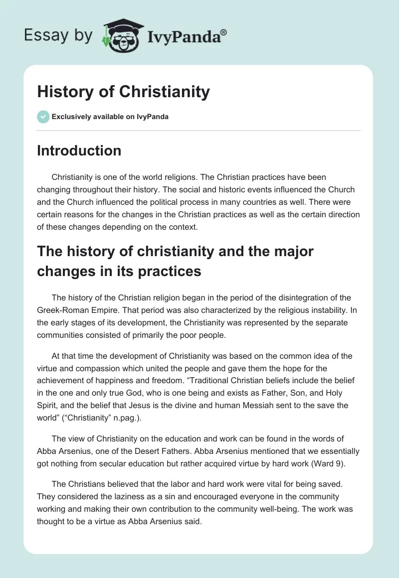 History of Christianity. Page 1