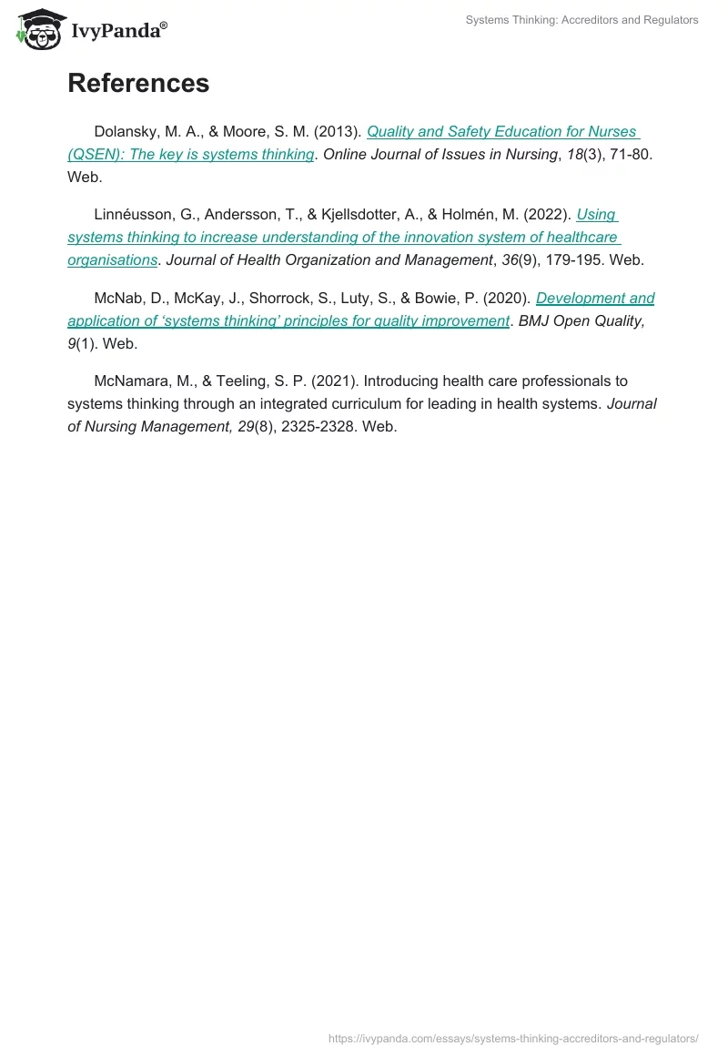 Systems Thinking: Accreditors and Regulators. Page 3