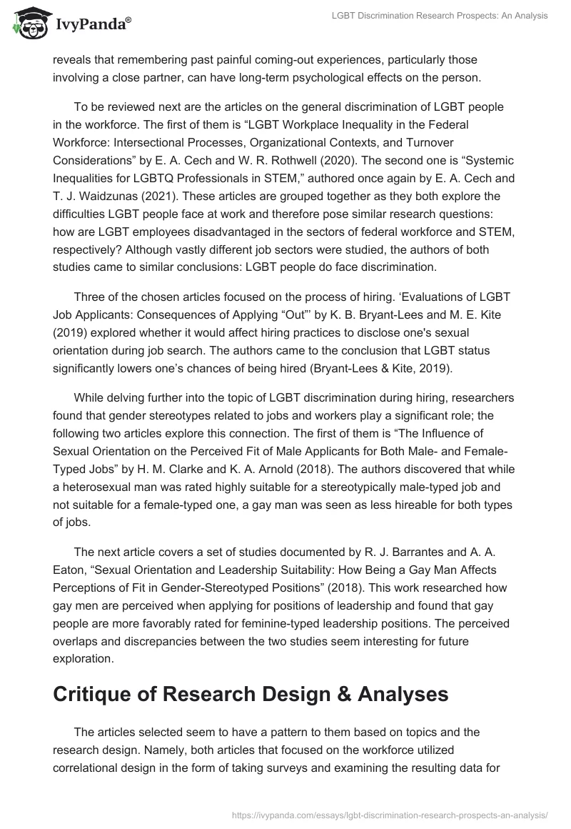 LGBT Discrimination Research Prospects: An Analysis. Page 2