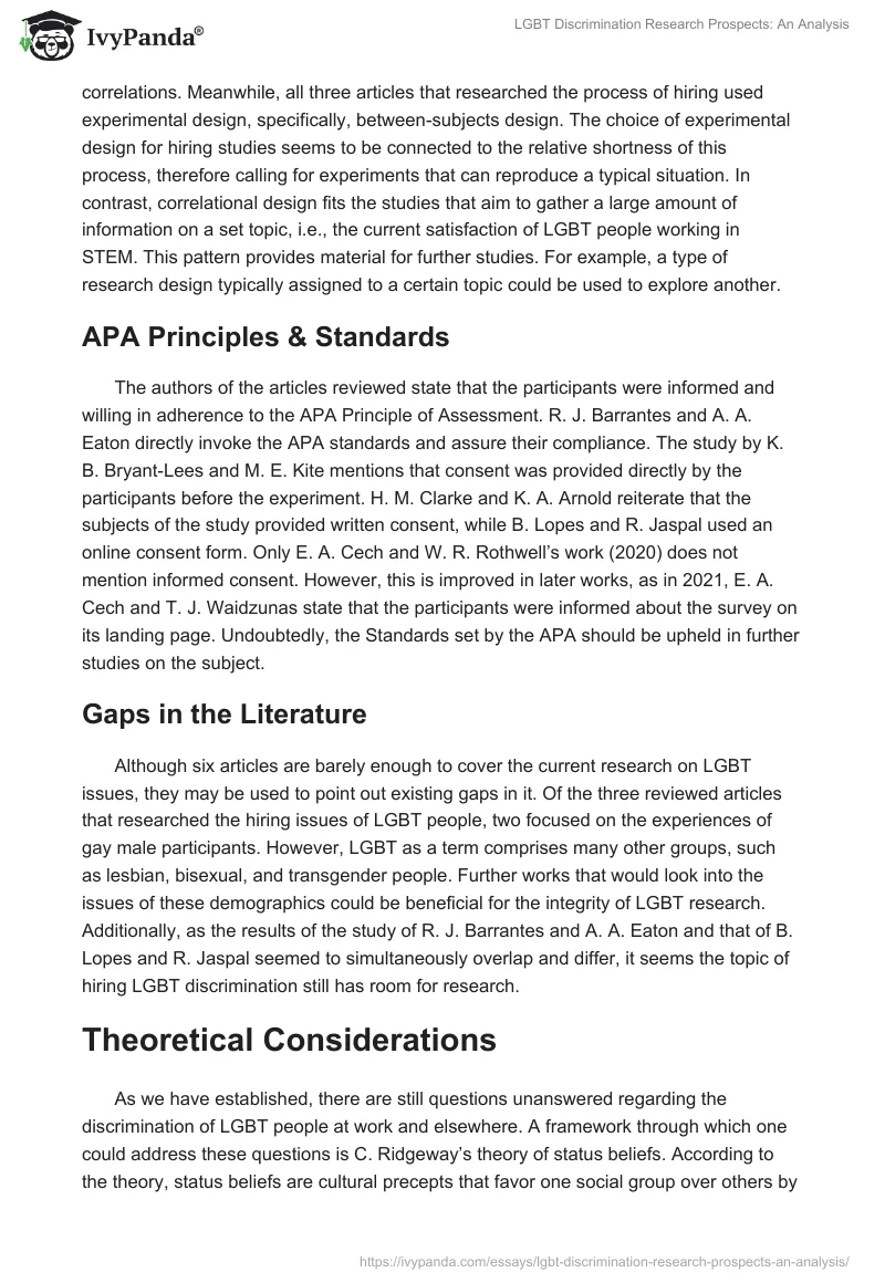 LGBT Discrimination Research Prospects: An Analysis. Page 3