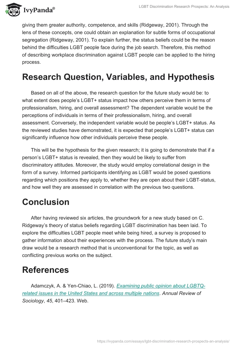 LGBT Discrimination Research Prospects: An Analysis. Page 4
