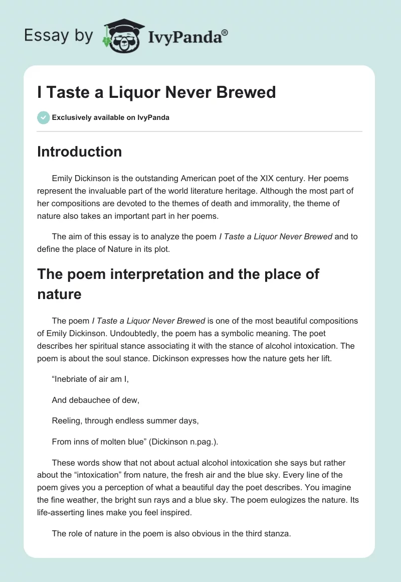I Taste a Liquor Never Brewed. Page 1