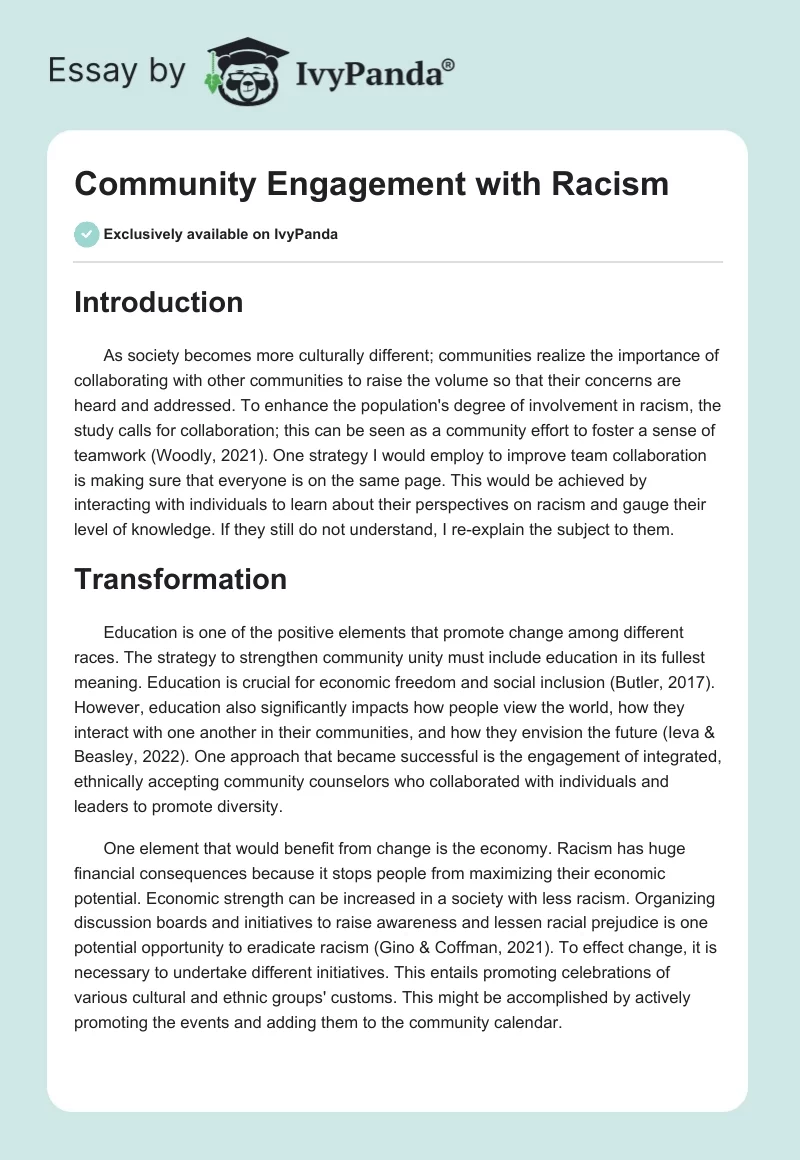 Community Engagement with Racism. Page 1