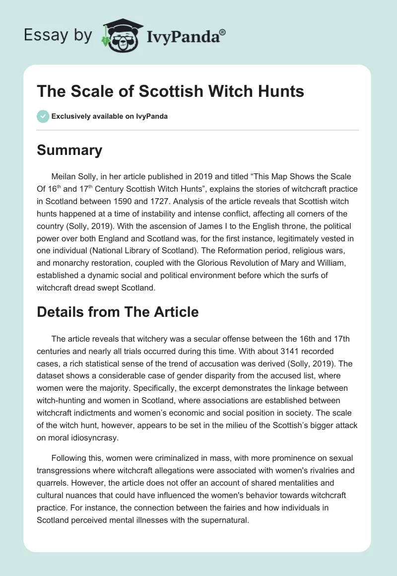 The Scale of Scottish Witch Hunts. Page 1