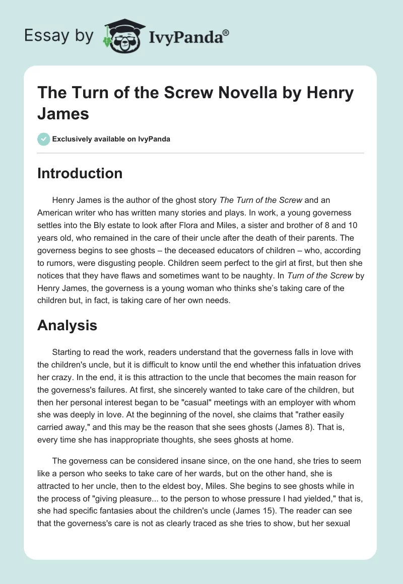 The Turn of the Screw Novella by Henry James. Page 1