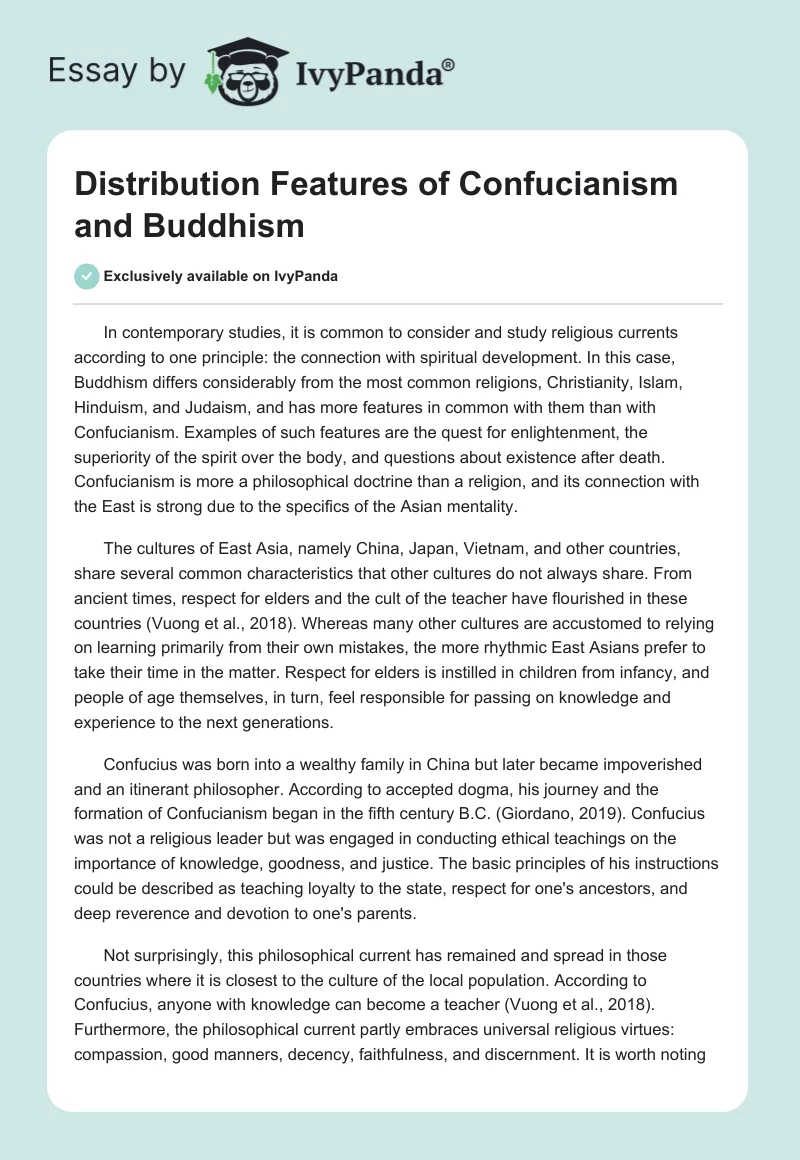 Distribution Features of Confucianism and Buddhism. Page 1