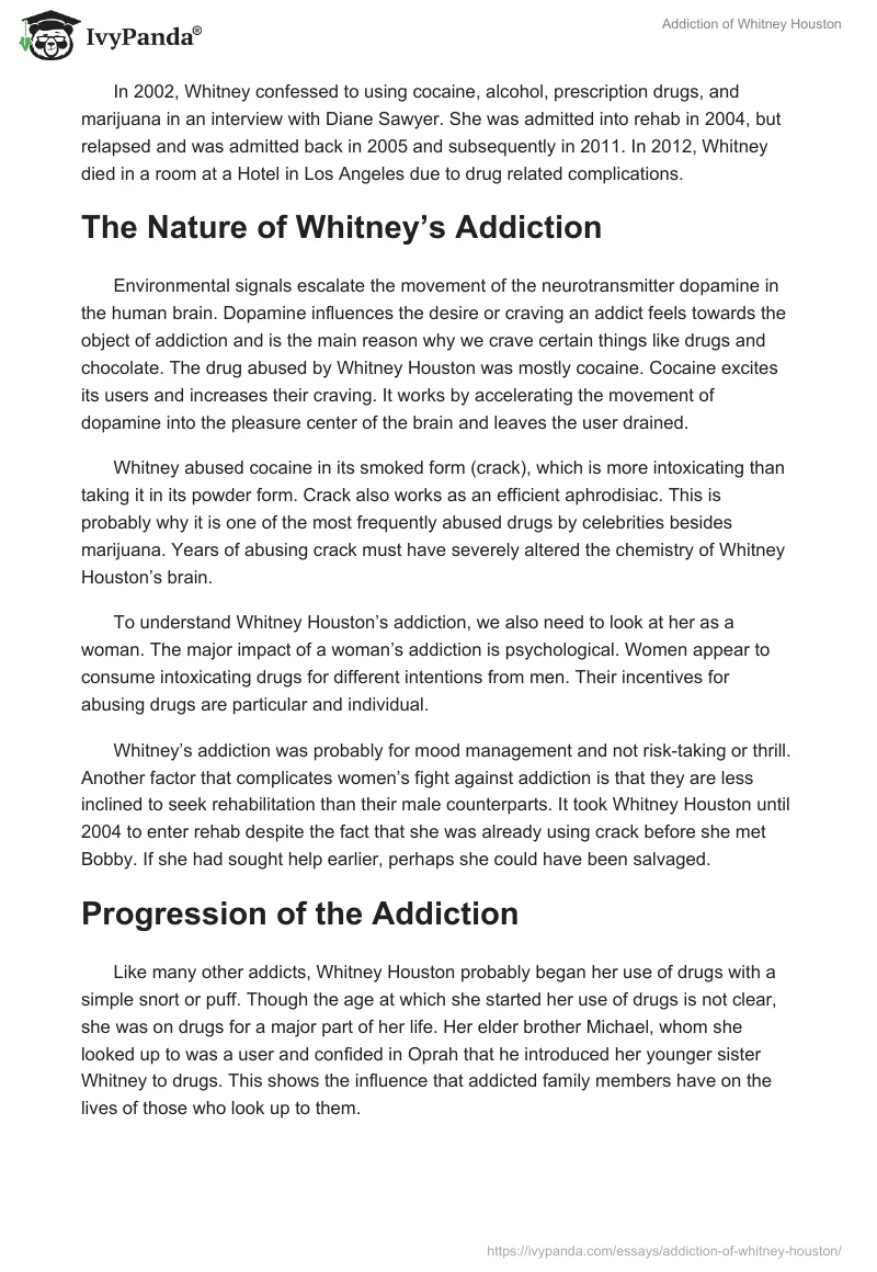 Addiction of Whitney Houston. Page 2