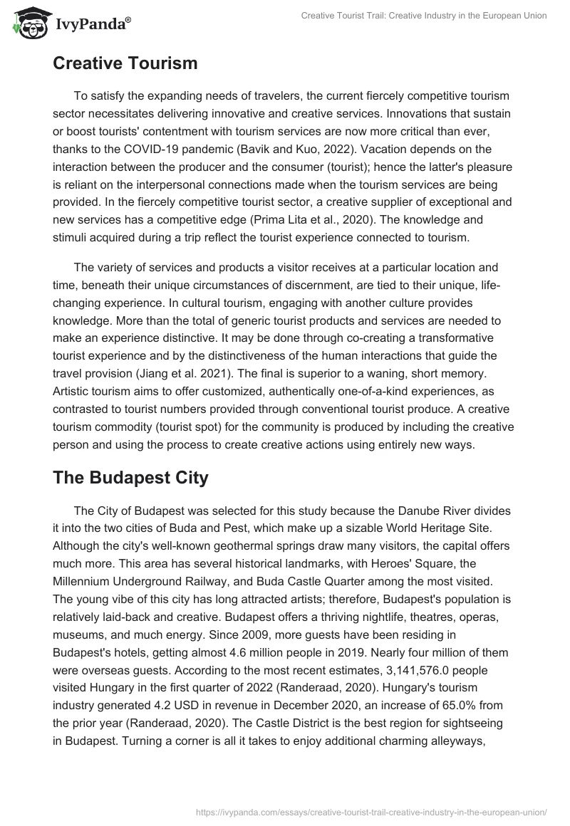 Tourism and Creativity: Creative Tourist Trail in Budapest. Page 4