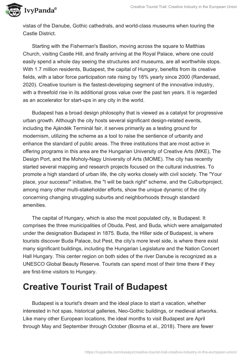 Tourism and Creativity: Creative Tourist Trail in Budapest. Page 5