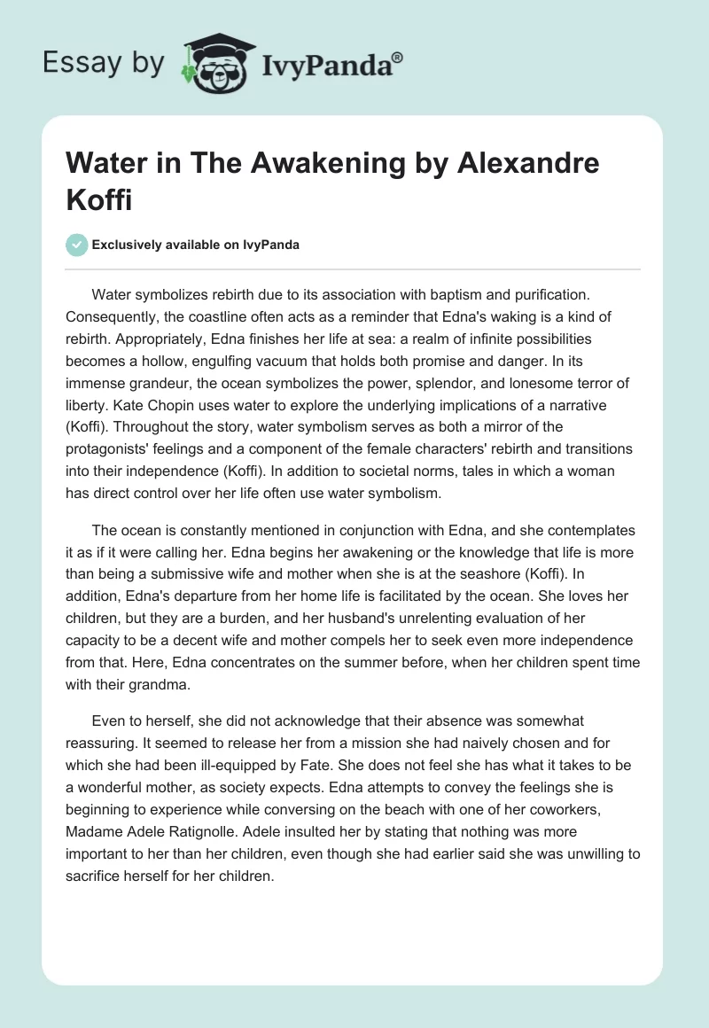 Water in The Awakening by Alexandre Koffi. Page 1
