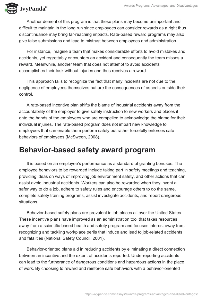 Awards Programs, Advantages, and Disadvantages. Page 3