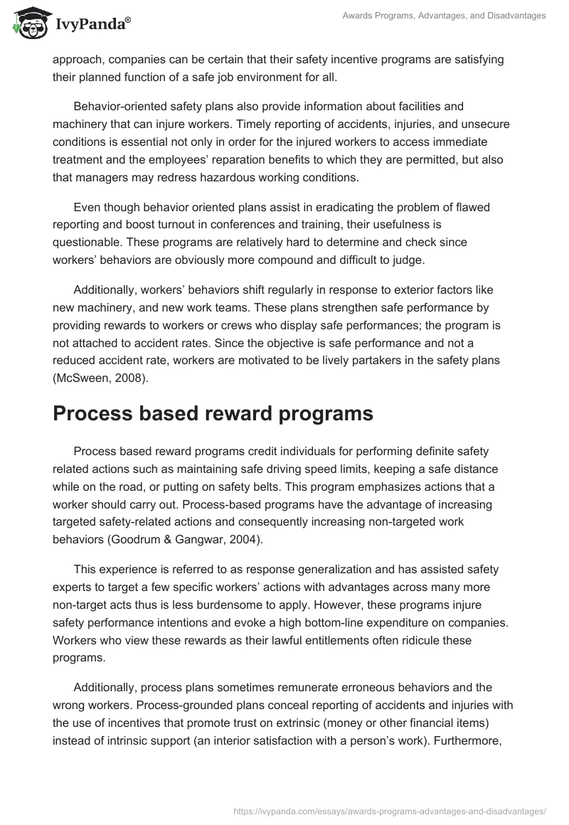 Awards Programs, Advantages, and Disadvantages. Page 4