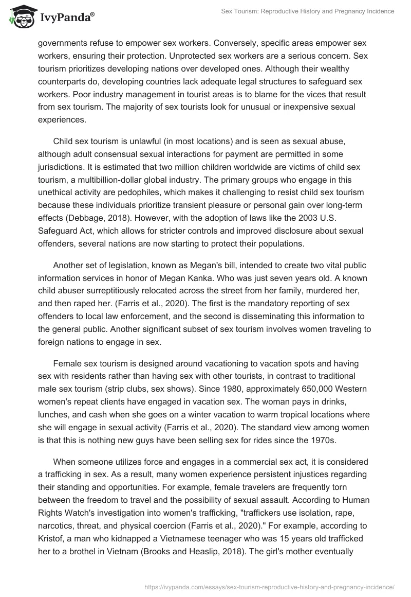 Sex Tourism: Reproductive History and Pregnancy Incidence. Page 2