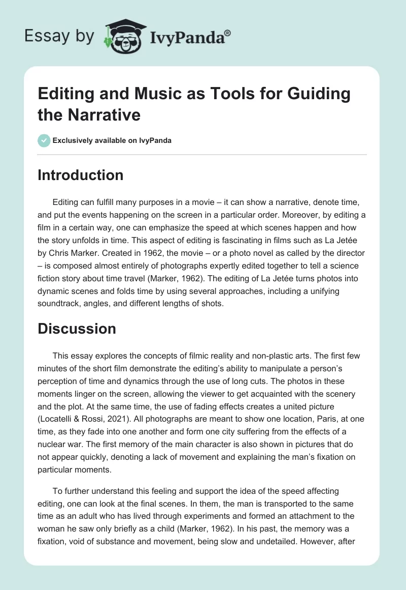 Editing and Music as Tools for Guiding the Narrative. Page 1