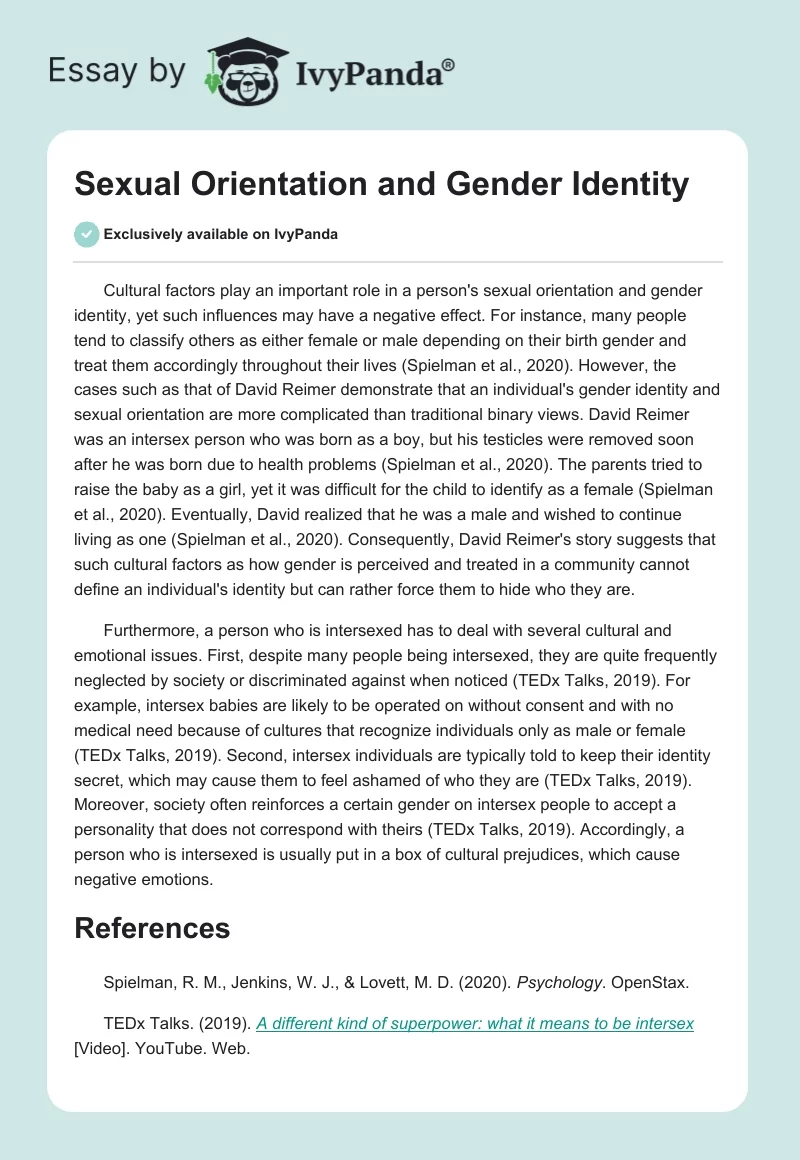 Sexual Orientation and Gender Identity. Page 1