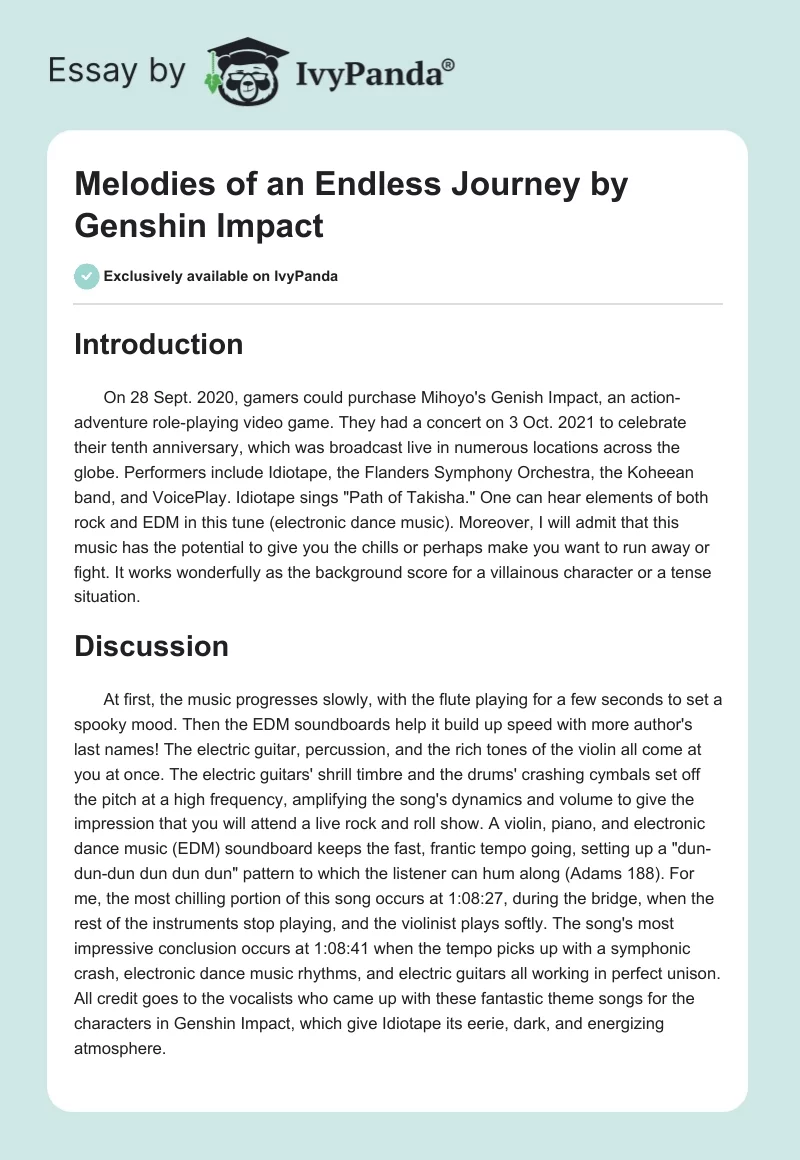 Melodies of an Endless Journey by Genshin Impact. Page 1