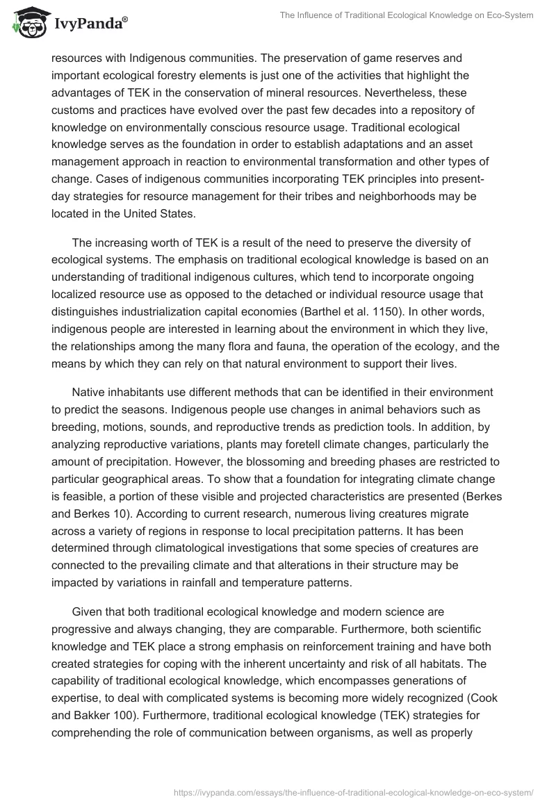 The Influence of Traditional Ecological Knowledge on Eco-System. Page 5
