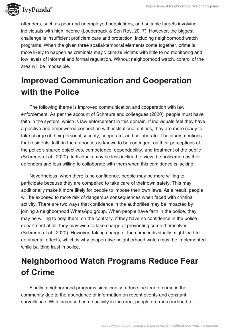 Importance of Neighborhood Watch Programs. Page 3