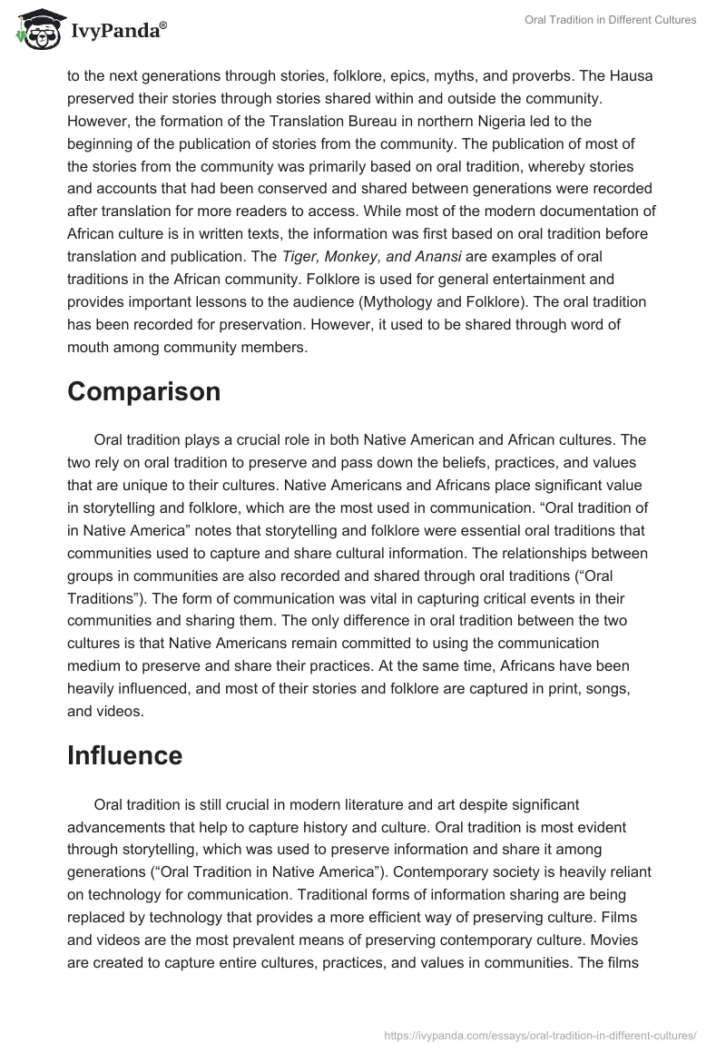 Oral Tradition in Different Cultures. Page 3