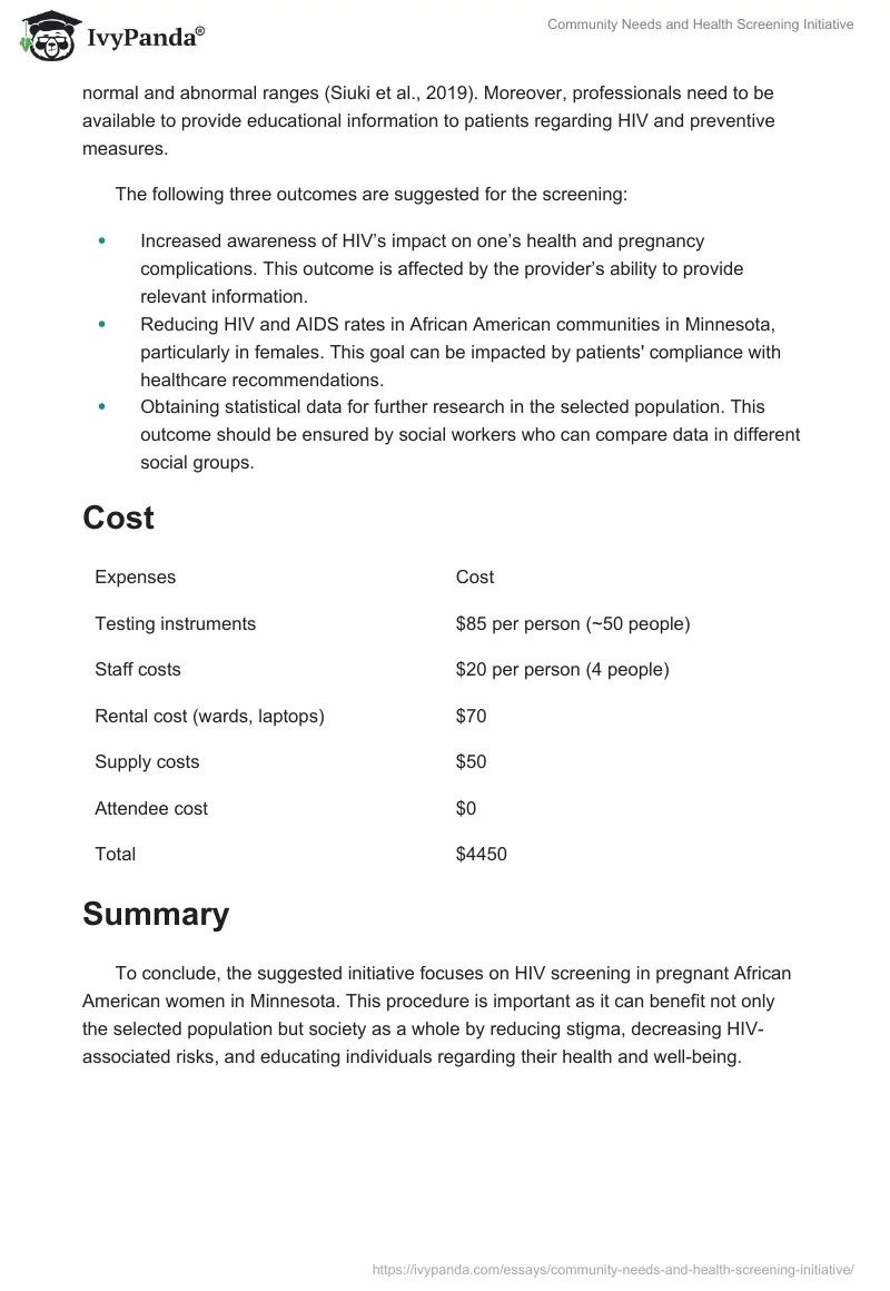 Community Needs and Health Screening Initiative. Page 3