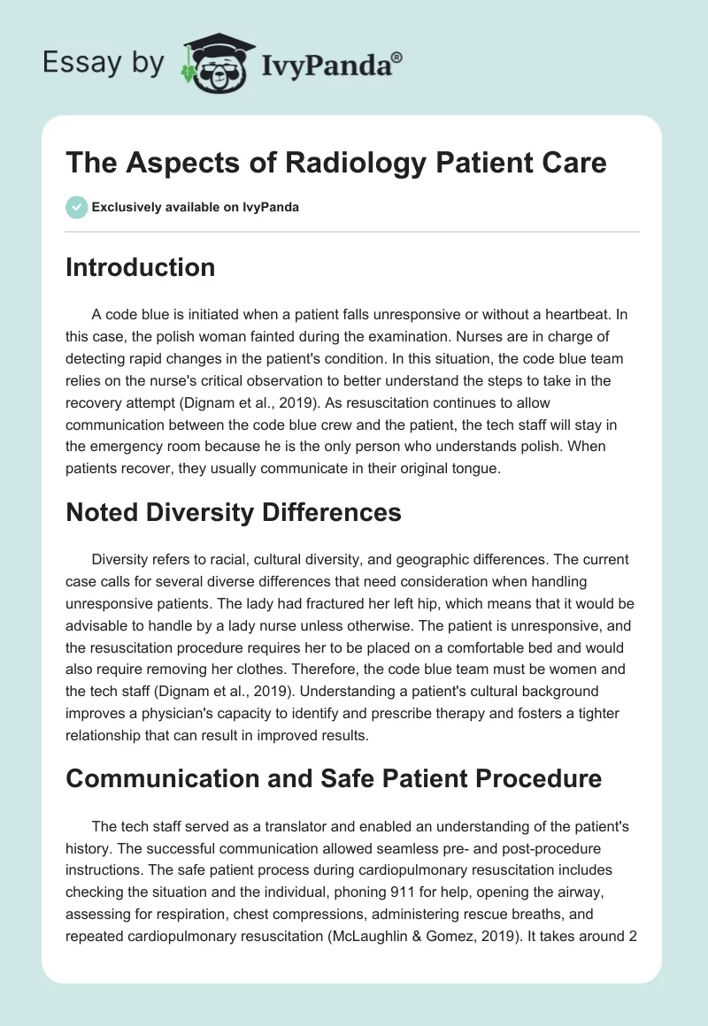 The Aspects of Radiology Patient Care. Page 1