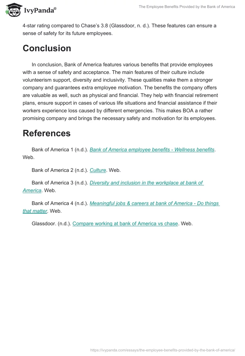 The Employee Benefits Provided by the Bank of America. Page 2