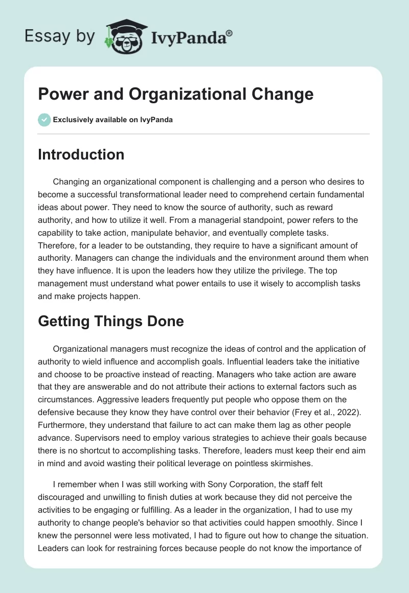 Power and Organizational Change. Page 1
