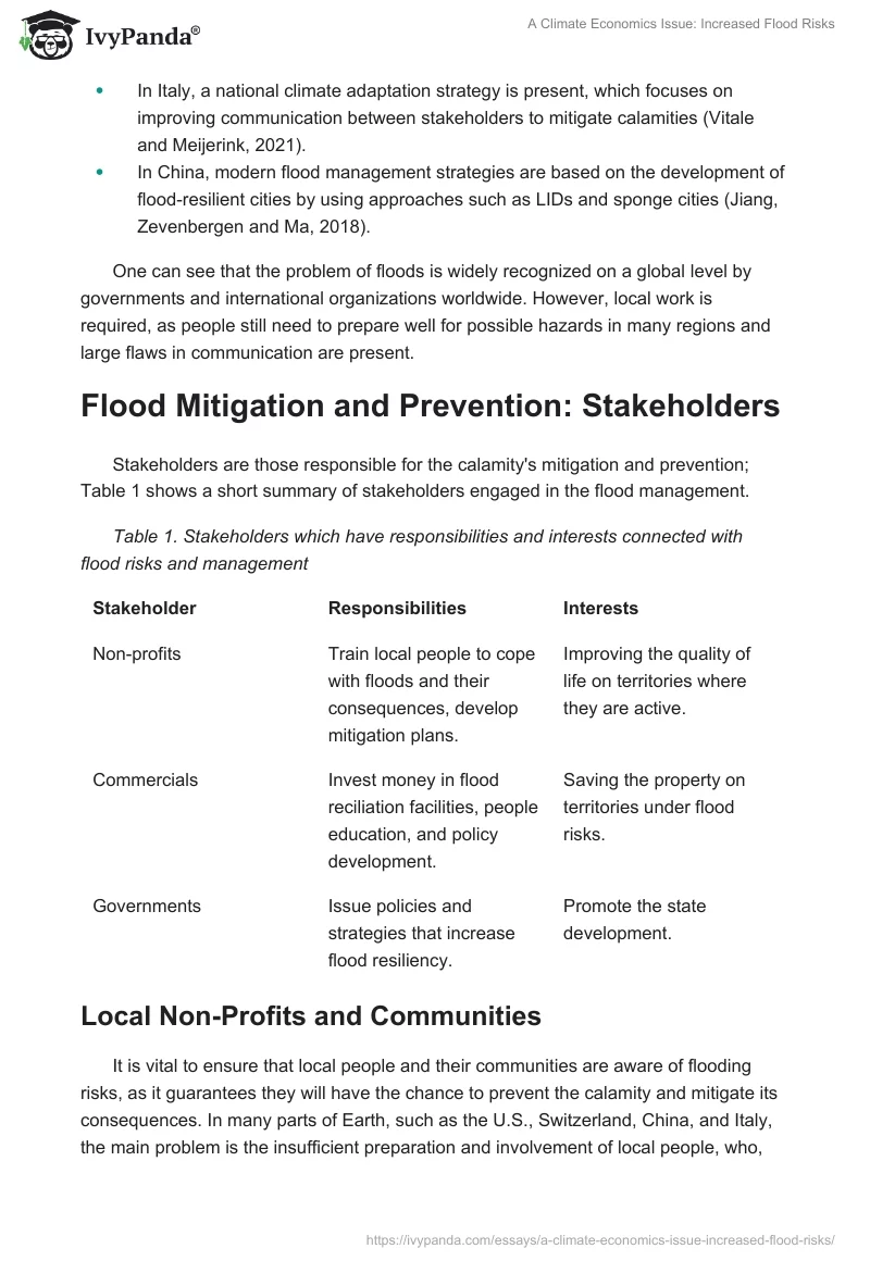 A Climate Economics Issue: Increased Flood Risks. Page 2
