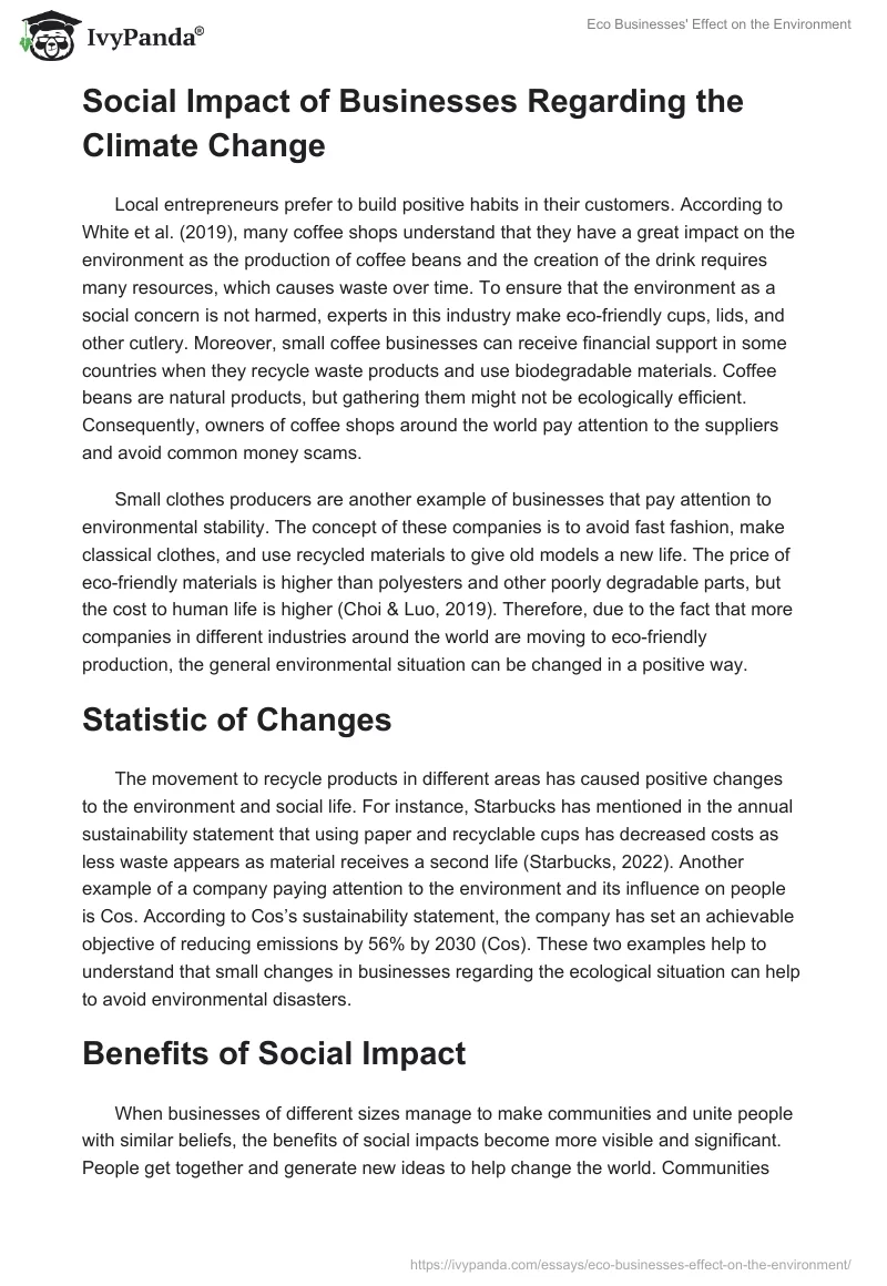 Eco Businesses' Effect on the Environment. Page 2