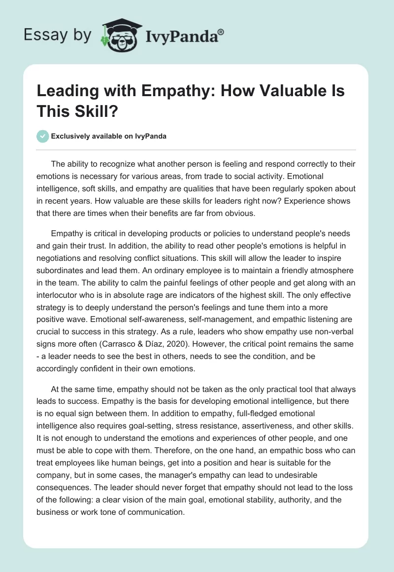 Leading with Empathy: How Valuable Is This Skill?. Page 1
