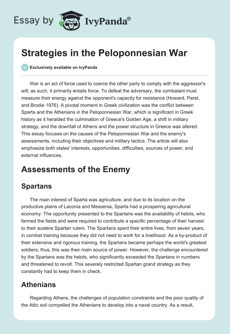 Strategies in the Peloponnesian War. Page 1