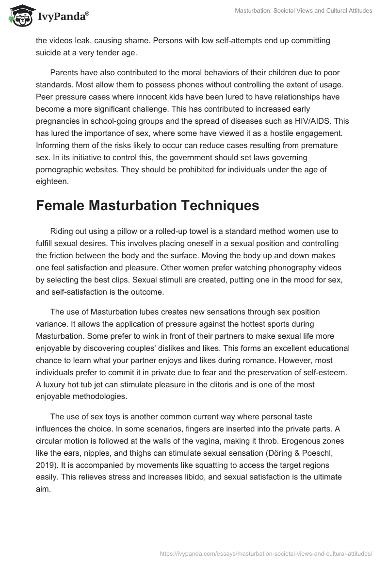 Masturbation: Societal Views and Cultural Attitudes. Page 3