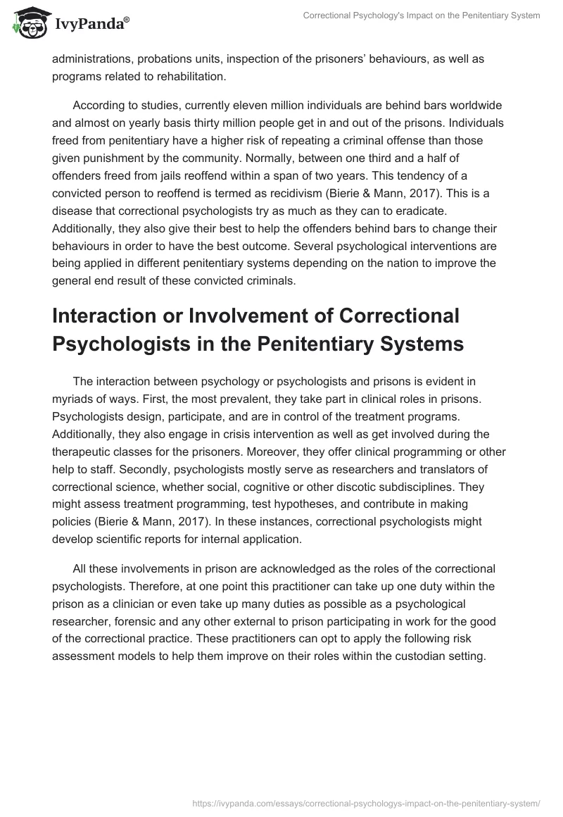 Correctional Psychology's Impact on the Penitentiary System. Page 2