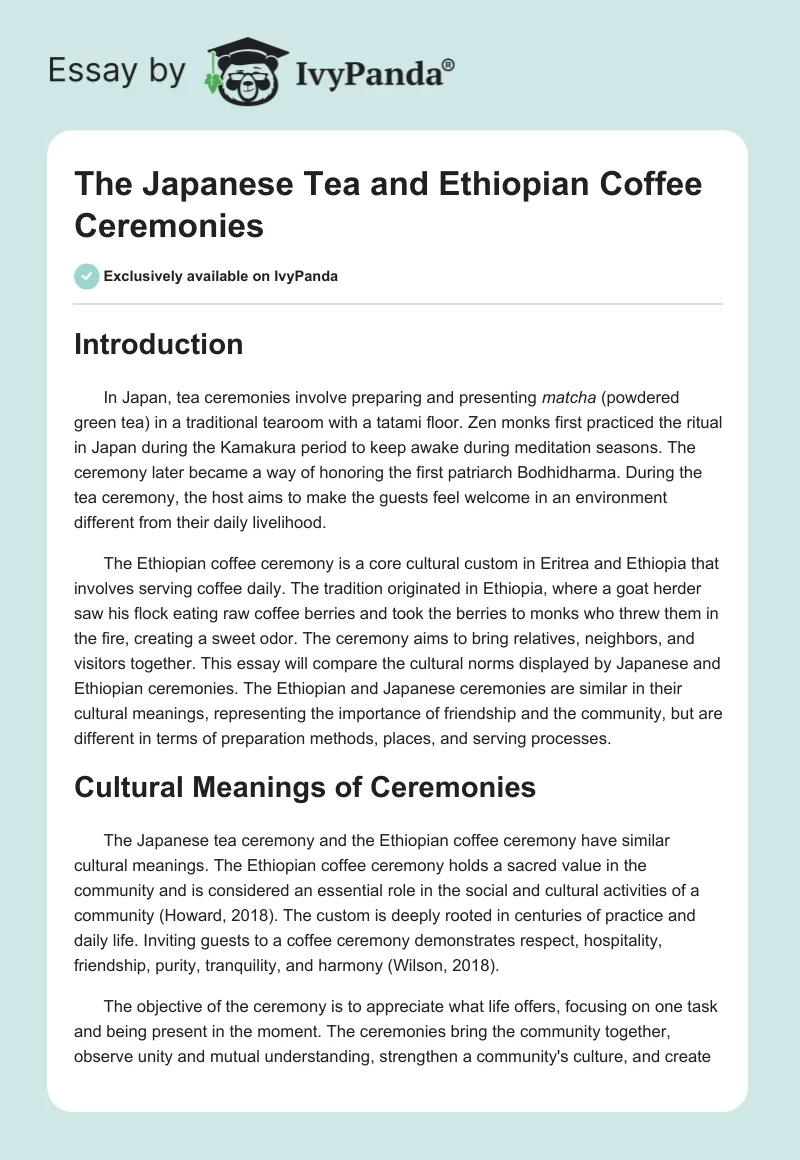 The Japanese Tea and Ethiopian Coffee Ceremonies. Page 1