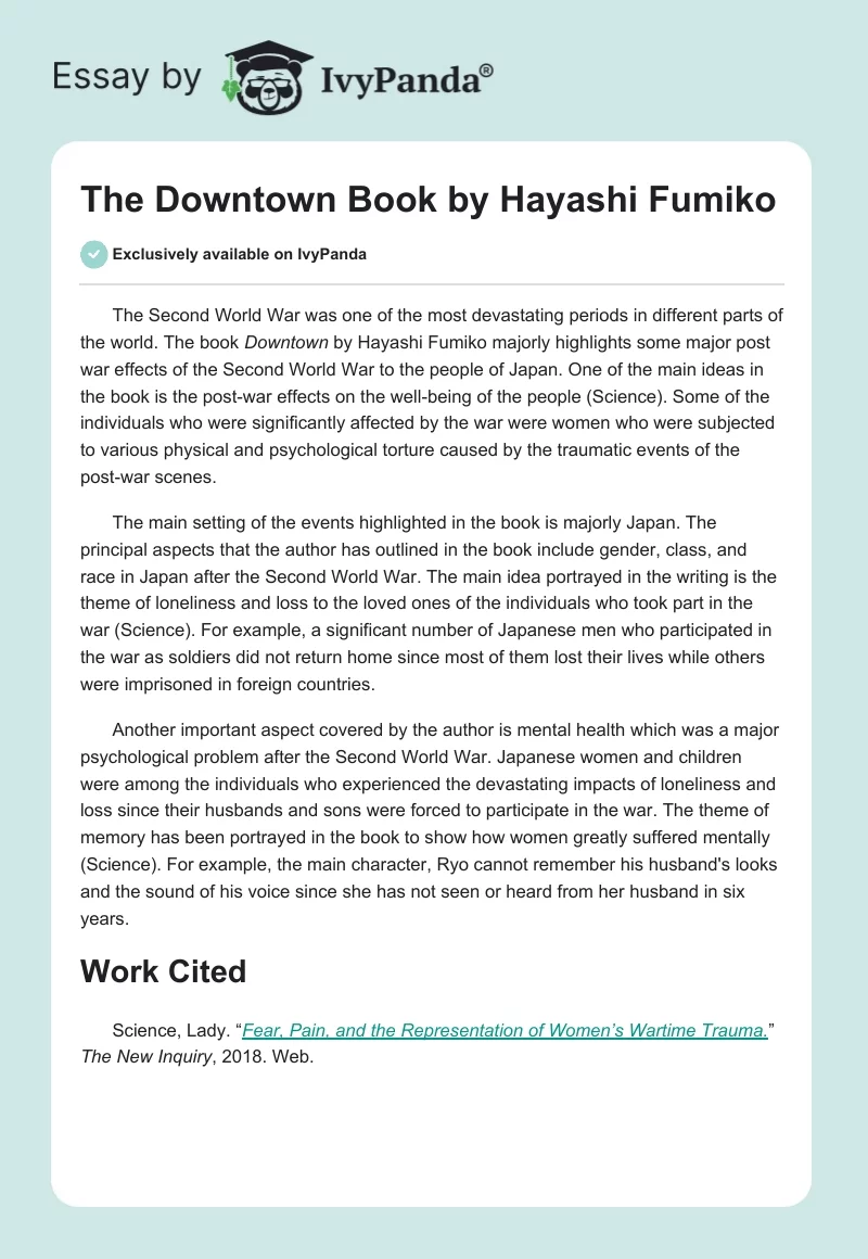 The "Downtown" Book by Hayashi Fumiko. Page 1