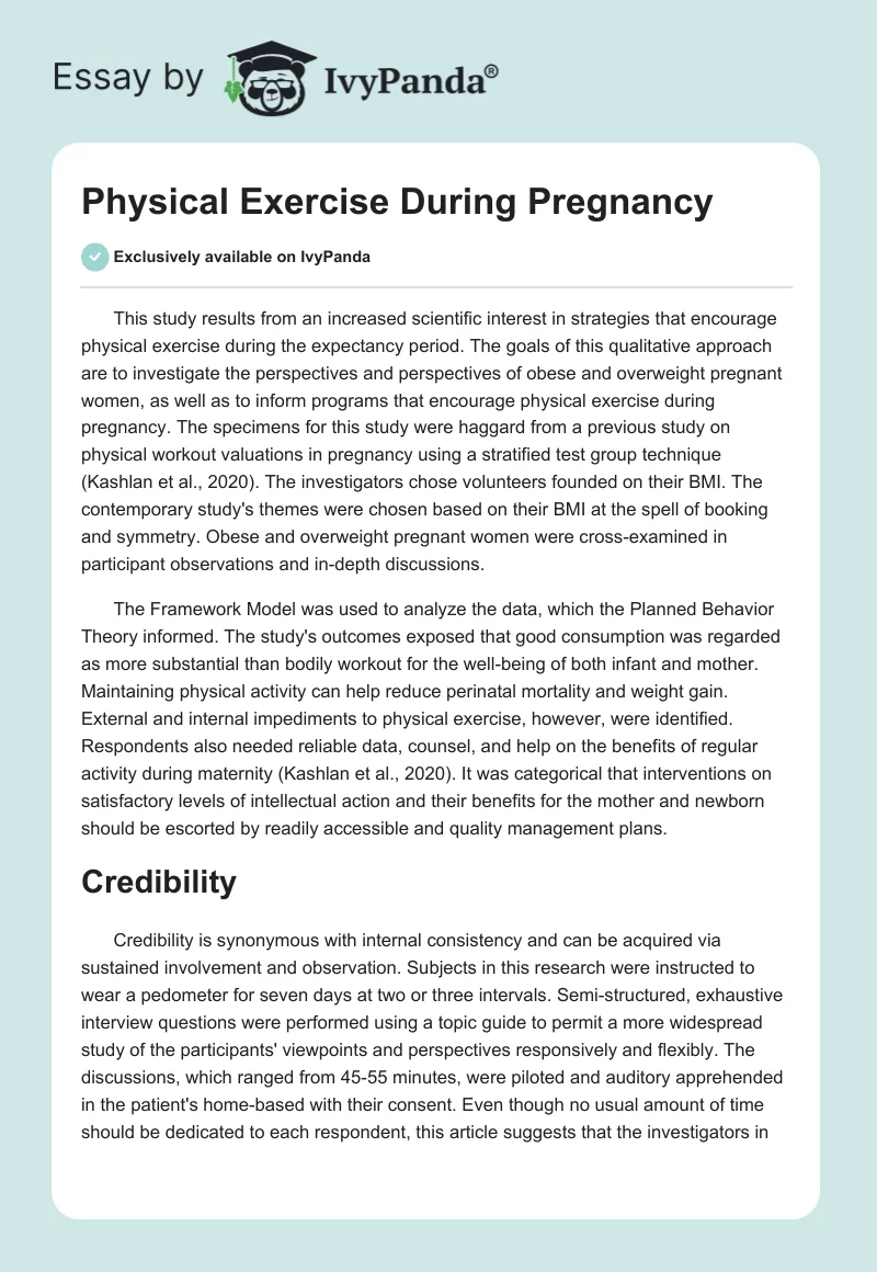 Physical Exercise During Pregnancy. Page 1