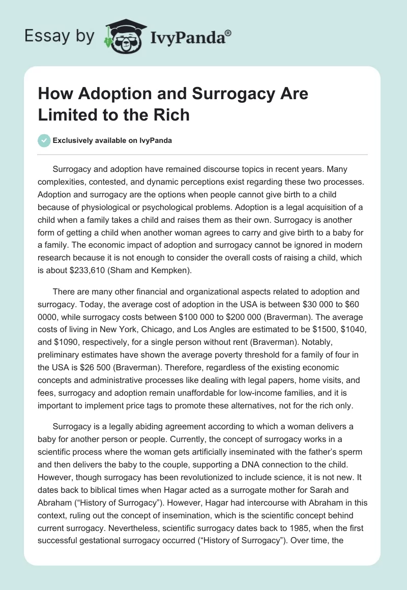 How Adoption and Surrogacy Are Limited to the Rich. Page 1